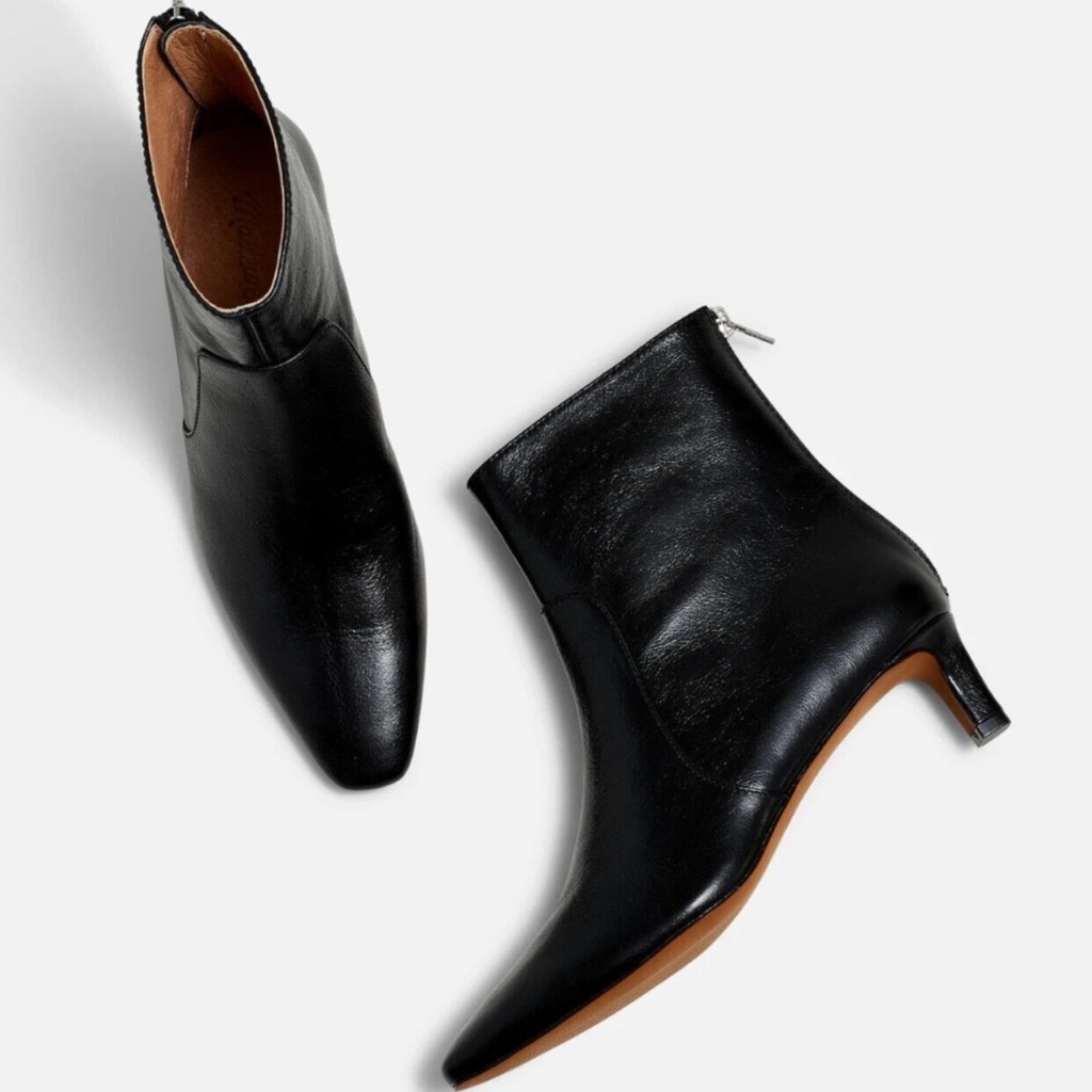 Madewell The Dimes Kitten-Heel Boot In True Black, Size 9